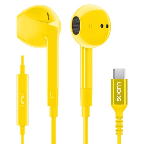 LUDOS FEROX USB C Kopfhörer, 5 Jahre Garantie für iPhone 16 15 Pro Max Plus Samsung Galaxy S24 S23 Ultra S22 S21 FE S20 A53 A54, USB Typ C Ohrhörer mit Mikrofon In-Ear mit Kabel für iPad Pro - Gelb LUDOS FEROX USB C Kopfhörer, 5 Jahre Garantie für iPhone 16 15 Pro Max Plus Samsung Galaxy S24 S23 Ultra S22 S21 FE S20 A53 A54, USB Typ C Ohrhörer mit Mikrofon In-Ear mit Kabel für iPad Pro - Gelb von LUDOS