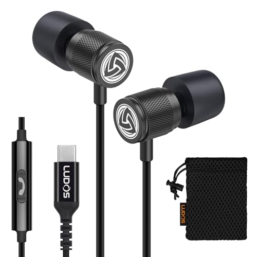 LUDOS Ultra USB C Kopfhörer, 5 Jahre Garantie für iPhone 16 15 Pro Max Plus Samsung Galaxy S24 S23 Ultra S22 S21 FE S20 A53 A54, USB Typ C Ohrhörer mit Mikrofon In-Ear mit Kabel für iPad Pro 2022 von LUDOS