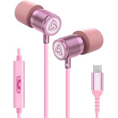 LUDOS Ultra USB C Kopfhörer, 5 Jahre Garantie für iPhone 16 15 Pro Max Plus Samsung Galaxy S24 S23 Ultra S22 S21 FE S20 A53 A54, USB Typ C Ohrhörer mit Mikrofon In-Ear mit Kabel für iPad Pro 2022 von LUDOS