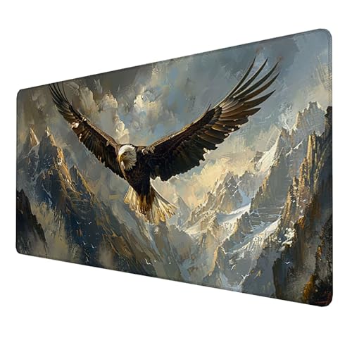 Mauspad, (1000x500x3mm) Gaming Mousepad, Large XXL Mouse Pad (Adler), Mouse Pad, Gaming Mat Pad für Improved Precision and Speed, Wasserdicht und Rutschfester Gummi Desk Mat Arbeit, Studium (Grau) 39Y von LUESSJAO