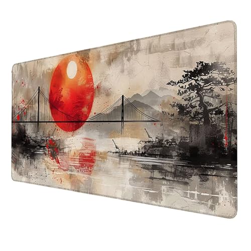 Mauspad, (1000x500x3mm) Gaming Mousepad, Large XXL Mouse Pad (Golden Gate Bridge), Mouse Pad, Gaming Mat Pad für Improved Precision and Speed, Wasserdicht und Rutschfester Gummi Desk Mat (Schwarz) D31 von LUESSJAO