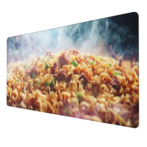 Mauspad, (1000x500x3mm) Gaming Mousepad, Large XXL Mouse Pad (Handgezogene Nudeln), Mouse Pad, Gaming Mat Pad für Improved Precision and Speed, Wasserdicht und Rutschfester Gummi Desk Mat, (Gelb) I-QQ von LUESSJAO