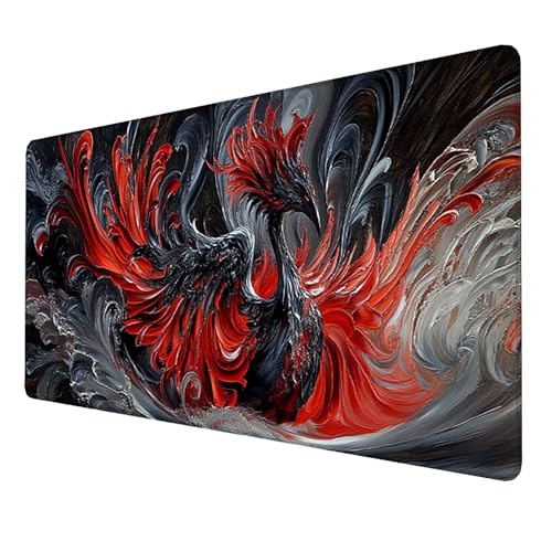 Mauspad, (1000x500x3mm) Gaming Mousepad, Large XXL Mouse Pad (Kran), Mouse Pad, Gaming Mat Pad für Improved Precision and Speed, Wasserdicht und Rutschfester Gummi Desk Mat Arbeit, Studium (Rot) 9-OU von LUESSJAO