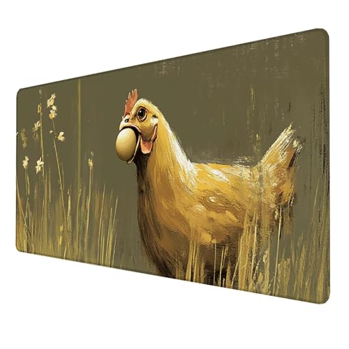 Mauspad, xxl Mauspad Große(Huhn) Schreibtisch Matte (600x300x3mm) für alle Maustypen, Rutschfeste Gummibasis, Großer Erweiterter Schreibtisch Schutz Präzises und langlebiges, Mauspad XXL (Gelb) E-VP von LUESSJAO