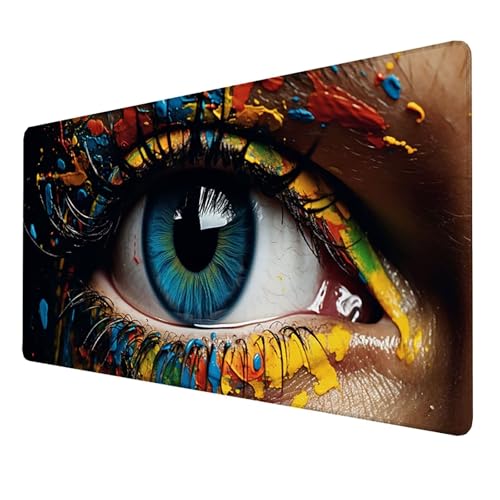 Mauspad (1500x800x3mm) Mousepad mit Vernähte Kanten (Auge) Rutschfester Mouse Pad, xxl Mousepad, (Farbe)Gaming Mauspad für schnelle Spielstile und optimale Kontrolle, Mousepad für alle Maustypen 3-20 von LUESSJAO