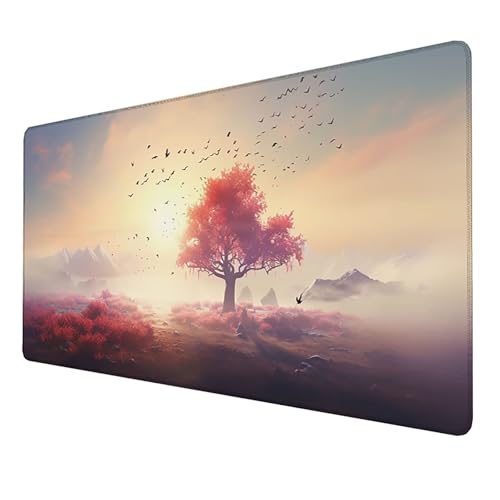 Mauspad (1500x800x3mm) Mousepad mit Vernähte Kanten (Berg) Rutschfester Mouse Pad, XXL Mousepad, (Weiß) Gaming Mauspad für schnelle Spielstile und optimale Kontrolle, Mousepad für alle Maustypen 0-1F von LUESSJAO