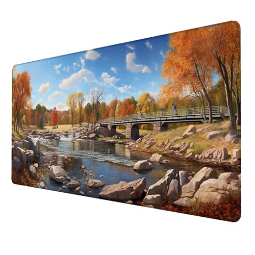 Mauspad (1500x800x3mm) Mousepad mit Vernähte Kanten (Brücke) Rutschfester Mouse Pad, xxl Mousepad, (Blau)Gaming Mauspad für schnelle Spielstile und optimale Kontrolle, Mousepad für alle Maustypen S-47 von LUESSJAO