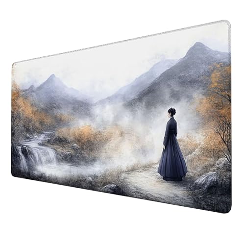 Mauspad (1500x800x3mm) Mousepad mit Vernähte Kanten (Frau) Rutschfester Mouse Pad, XXL Mousepad, (Grau) Gaming Mauspad für schnelle Spielstile und optimale Kontrolle, Mousepad für alle Maustypen 0-6R von LUESSJAO