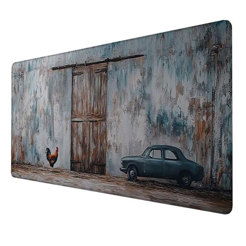 Mauspad (1500x800x3mm) Mousepad mit Vernähte Kanten (Huhn) Rutschfester Mouse Pad, XXL Mousepad, (Grau) Gaming Mauspad für schnelle Spielstile und optimale Kontrolle, Mousepad für alle Maustypen M-K9 von LUESSJAO