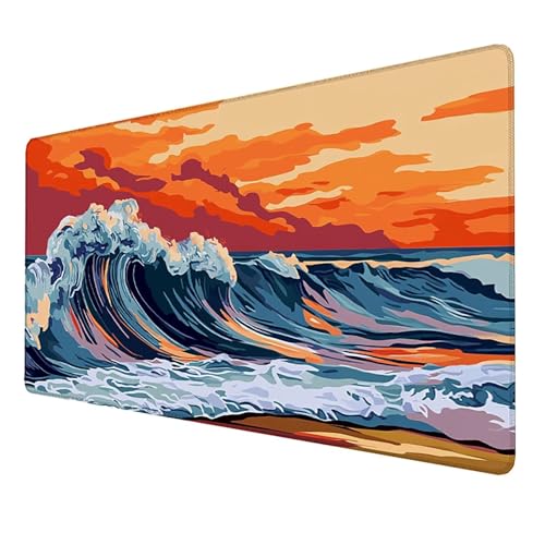 Mauspad (1500x800x3mm) Mousepad mit Vernähte Kanten (Meer) Rutschfester Mouse Pad, XXL Mousepad, (Rosa) Gaming Mauspad für schnelle Spielstile und optimale Kontrolle, Mousepad für alle Maustypen E-K6 von LUESSJAO