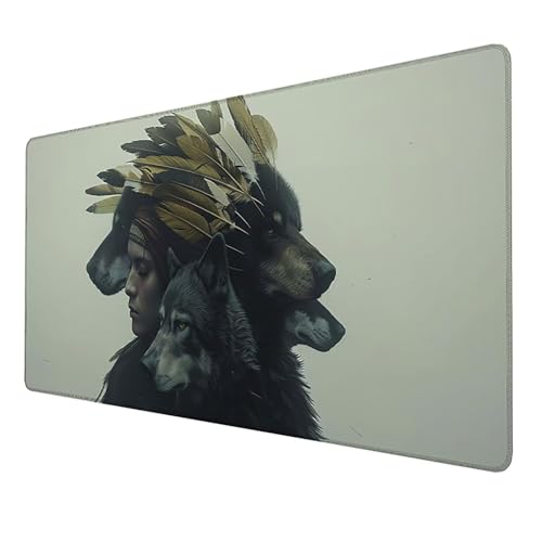 Mauspad (1500x800x3mm) Mousepad mit Vernähte Kanten (indisch) Rutschfester Mouse Pad, XXL Mousepad, (Schwarz) Gaming Mauspad für schnelle Spielstile und optimale Kontrolle, Mousepad für Mause 4-74 von LUESSJAO