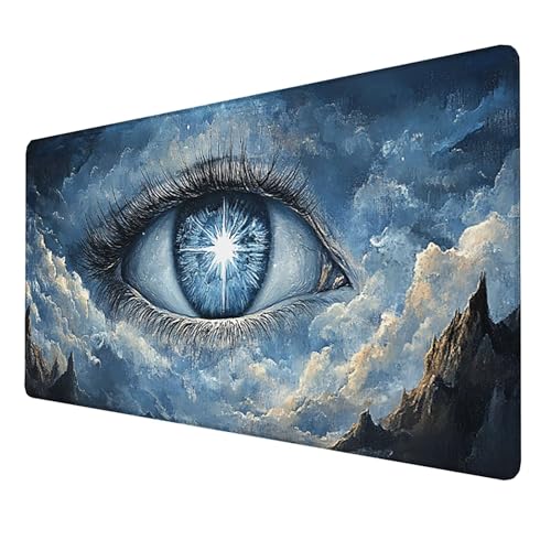 Mauspad (1600x800x3mm) Gaming Mausepad, Vernähte Kanten Mouse Pad verbessert Geschwindigkeit und Präzision, Rutschfest und Wasserdicht Komfort Mousepad, (Grau) xxl mauspad für PC, Computer (Auge) M-S6 von LUESSJAO