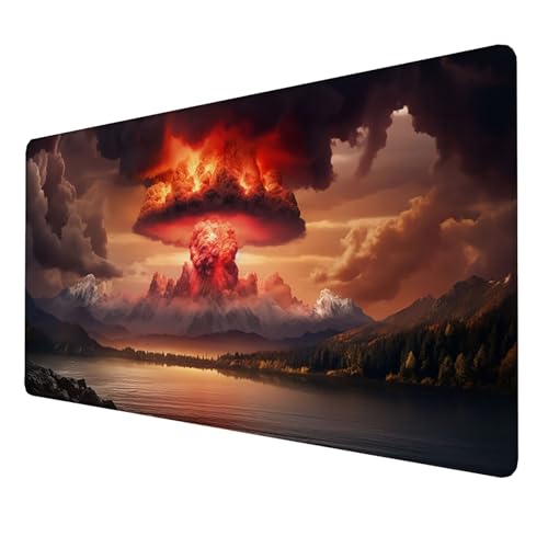 Mauspad (1600x800x3mm) Gaming Mausepad, Vernähte Kanten Mouse Pad verbessert Geschwindigkeit und Präzision, Rutschfest und Wasserdicht Komfort Mousepad, (Rosa) xxl mauspad für Computer (Atompilz) 7-VY von LUESSJAO