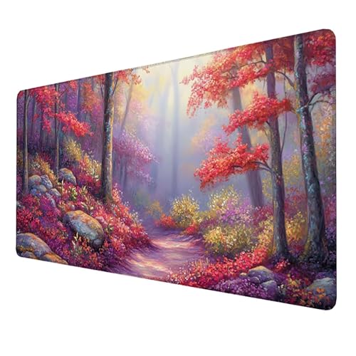 Mauspad (1600x800x3mm) Gaming Mausepad, Vernähte Kanten Mouse Pad verbessert Geschwindigkeit und Präzision, Rutschfest und Wasserdicht Komfort Mousepad, (Rosa) xxl mauspad für PC, Computer (Baum) 9-9Q von LUESSJAO