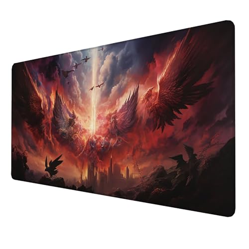 Mauspad (1600x800x3mm) Gaming Mausepad, Vernähte Kanten Mouse Pad verbessert Geschwindigkeit und Präzision, Rutschfest und Wasserdicht Komfort Mousepad, (Rot) xxl mauspad für PC, Computer (Flügel) 9LH von LUESSJAO