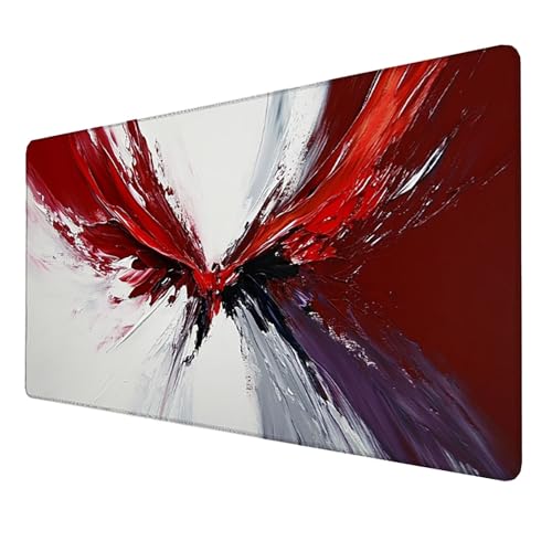 Mauspad (1600x800x3mm) Gaming Mausepad, Vernähte Kanten Mouse Pad verbessert Geschwindigkeit und Präzision, Rutschfest und Wasserdicht Komfort Mousepad, (Rot) xxl mauspad für PC, Computer (Flügel) U86 von LUESSJAO