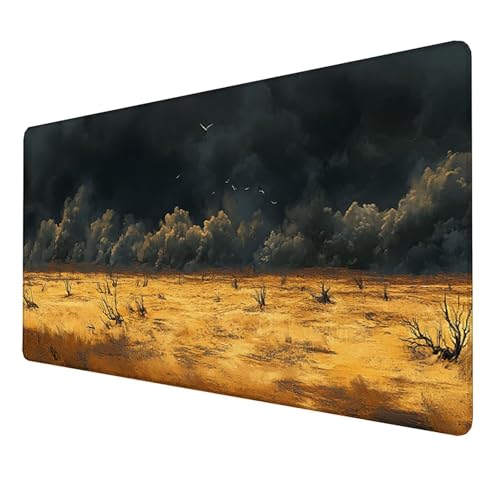 Mauspad (1600x800x3mm) Gaming Mausepad, Vernähte Kanten Mouse Pad verbessert Geschwindigkeit und Präzision, Rutschfest und Wasserdicht Komfort Mousepad, (Schwarz) xxl mauspad für Computer (Nebel) 5-6P von LUESSJAO