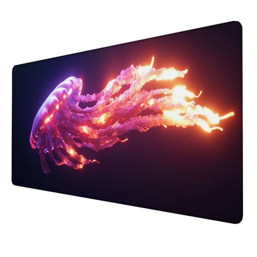 Mauspad (1600x800x3mm) Gaming Mausepad, Vernähte Kanten Mouse Pad verbessert Geschwindigkeit und Präzision, rutschfest und Wasserdicht Komfort Mousepad, (Rosa) XXL mauspad für Computer (Qualle) I-X3 von LUESSJAO