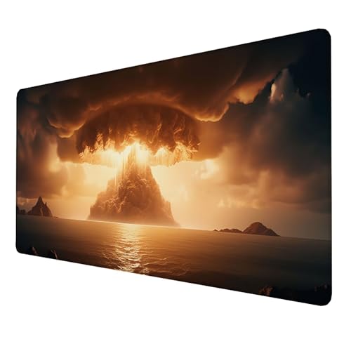 Mauspad (1600x800x3mm) Gaming Mausepad, Vernähte Kanten Mouse Pad verbessert Geschwindigkeit und Präzision, rutschfest und Wasserdicht Komfort Mousepad, (Schwarz) XXL mauspad (Atompilz) 8-C8 von LUESSJAO