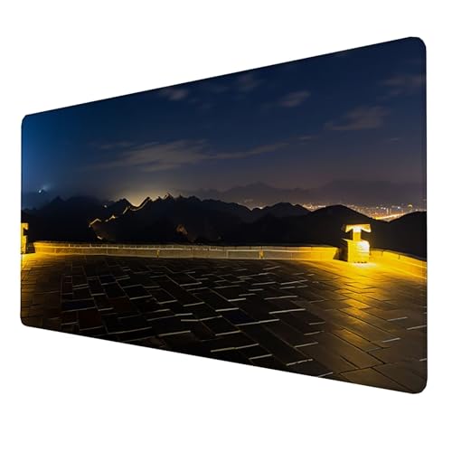 Mauspad (1600x800x3mm) Gaming Mausepad, Vernähte Kanten Mouse Pad verbessert Geschwindigkeit und Präzision, rutschfest und Wasserdicht Komfort Mousepad, (Schwarz) XXL mauspad (Große Mauer) Q-2K von LUESSJAO