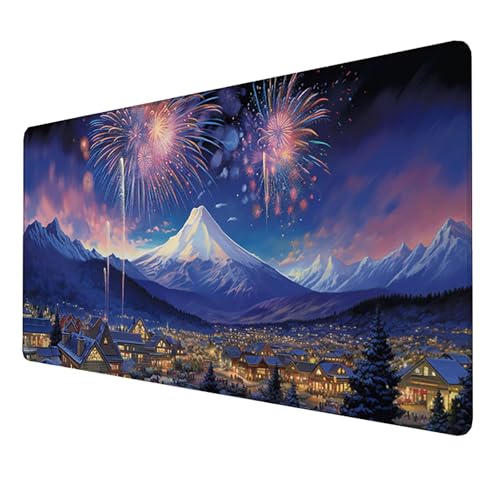 Mauspad (1600x800x3mm) Gaming Mausepad, Vernähte Kanten Mouse Pad verbessert Geschwindigkeit und Präzision, rutschfest und Wasserdicht Mousepad, (Farbe) XXL mauspad für Computer (Feuerwerk) 8-13 von LUESSJAO