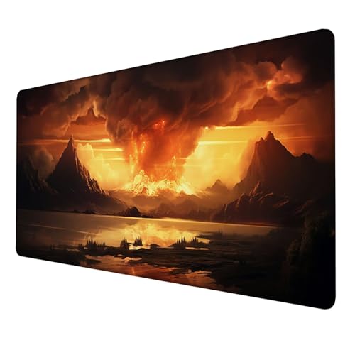 Mauspad (1600x800x3mm) Gaming Mausepad, Vernähte Kanten Mouse Pad verbessert Geschwindigkeit und Präzision, rutschfest und Wasserdicht Mousepad, (Grau) XXL mauspad für Computer (Landschaft) D-MT von LUESSJAO