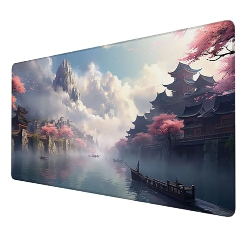 Mauspad (1600x800x3mm) Gaming Mausepad, Vernähte Kanten Mouse Pad verbessert Geschwindigkeit und Präzision, rutschfest und Wasserdicht Mousepad, (Rosa) XXL mauspad für Computer (Landschaft) C-I4 von LUESSJAO