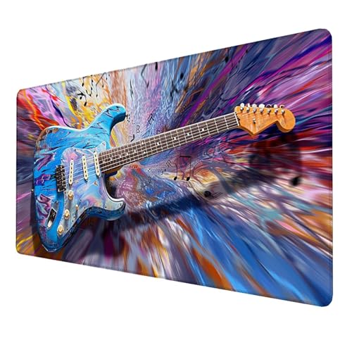 Mauspad (800x300x3mm) Mousepad mit Vernähte Kanten (Gitarre) Rutschfester Mouse Pad, xxl Mousepad, (Farbe)Gaming Mauspad für schnelle Spielstile und optimale Kontrolle, Mousepad für alle Maustypen 2S1 von LUESSJAO