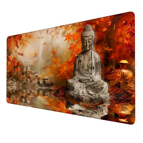 Mauspad (800x300x3mm) Mousepad mit Vernähte Kanten (Zen) Rutschfester Mouse Pad, XXL Mousepad, (Gelb) Gaming Mauspad für schnelle Spielstile und optimale Kontrolle, Mousepad für alle Maustypen 2-12 von LUESSJAO