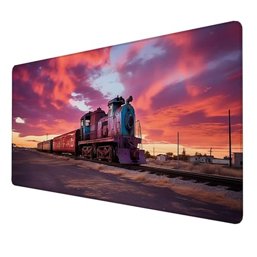 Mauspad (800x300x3mm) Mousepad mit Vernähte Kanten (Zug) Rutschfester Mouse Pad, XXL Mousepad, (Rosa) Gaming Mauspad für schnelle Spielstile und optimale Kontrolle, Mousepad für alle Maustypen 9-0G von LUESSJAO