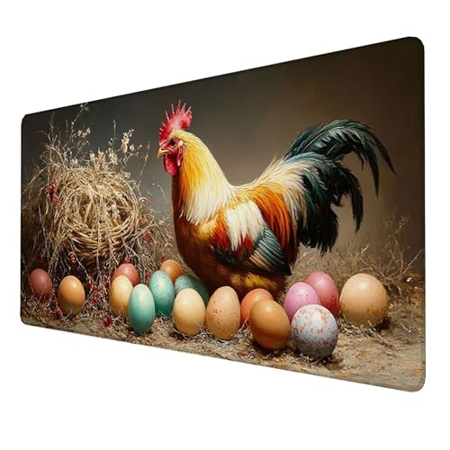 Mauspad (900x400x3mm) Gaming Mausepad, Vernähte Kanten Mouse Pad verbessert Geschwindigkeit und Präzision, Rutschfest und Wasserdicht Komfort Mousepad, (Farbe) xxl mauspad für PC, Computer (Huhn) 9-13 von LUESSJAO