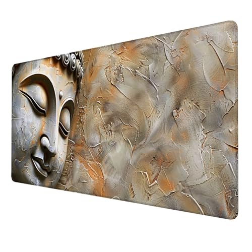 Mauspad (900x400x3mm) Gaming Mausepad, Vernähte Kanten Mouse Pad verbessert Geschwindigkeit und Präzision, rutschfest und Wasserdicht Komfort Mousepad, (Grau) XXL mauspad für PC, Computer (Zen) W6X von LUESSJAO