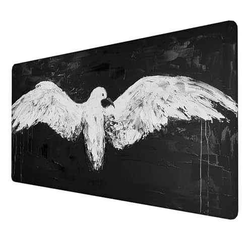 Mauspad (900x400x3mm) Gaming Mausepad, Vernähte Kanten Mouse Pad verbessert Geschwindigkeit und Präzision, rutschfest und Wasserdicht Komfort Mousepad, (Schwarz) XXL mauspad für Computer (Taube) D-83 von LUESSJAO