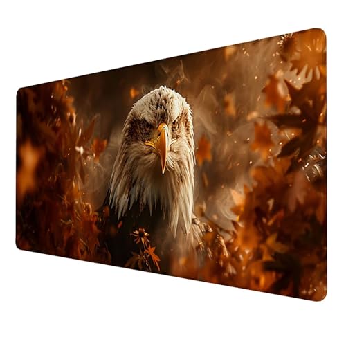 XXL Speed Gaming Mauspad (Adler) (1400x600x3mm), XXL Mousepad Tischunterlage Large Size, WassXerdicht Anti-Rutsch Vernähte Kanten, für PC, Laptop Verbessert Präzision und Geschwindigkeit (Gelb 0-NP von LUESSJAO