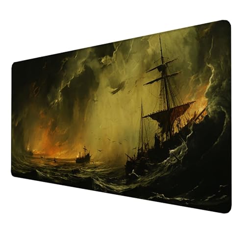 XXL Speed Gaming Mauspad (Boot) (700x300x3mm), XXL Mousepad Tischunterlage Large Size, WassXerdicht Anti-Rutsch Vernähte Kanten, für PC, Laptop Verbessert Präzision und Geschwindigkeit (Grau B-IF von LUESSJAO