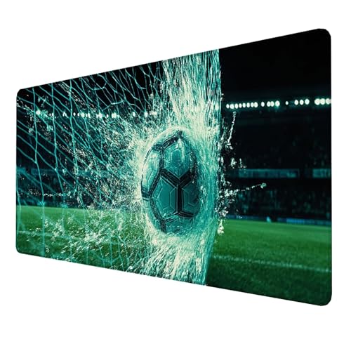 XXL Speed Gaming Mauspad (Fußball) (1400x600x3mm), XXL Mousepad Tischunterlage Large Size, WassXerdicht Anti-Rutsch Vernähte Kanten, für PC, Laptop Verbessert Präzision Geschwindigkeit (Schwarz 8-DR von LUESSJAO