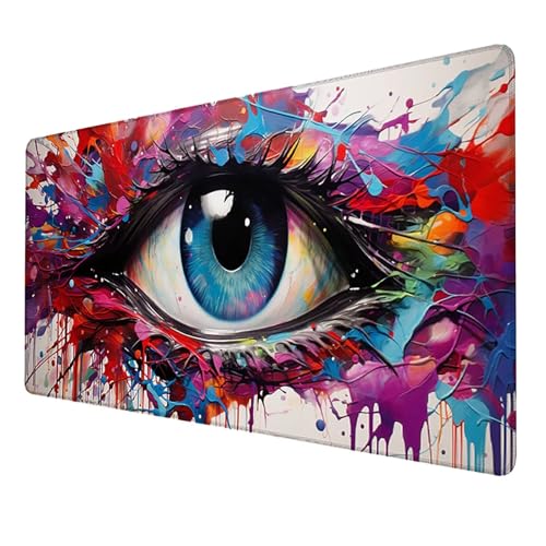 XXL Speed Gaming Mauspad (Graffiti) (700x300x3mm), XXL Mousepad Tischunterlage Large Size, WassXerdicht Anti-Rutsch Vernähte Kanten, für PC, Laptop Verbessert Präzision und Geschwindigkeit (Farbe W-K9 von LUESSJAO