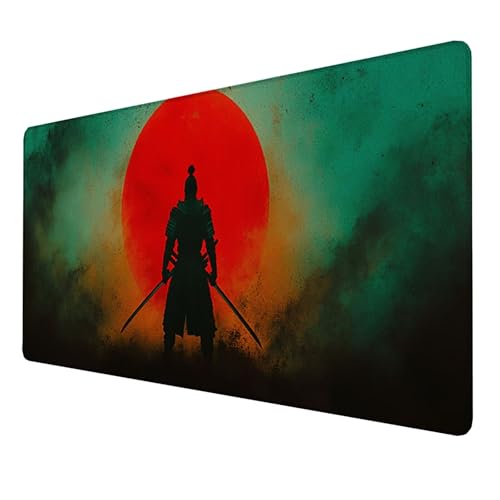 XXL Speed Gaming Mauspad (Männlicher Krieger) (700x300x3mm), XXL Mousepad Tischunterlage Large Size, WassXerdicht Anti-Rutsch Vernähte Kanten, für Verbessert Präzision und Geschwindigkeit (Grau 4-RV von LUESSJAO