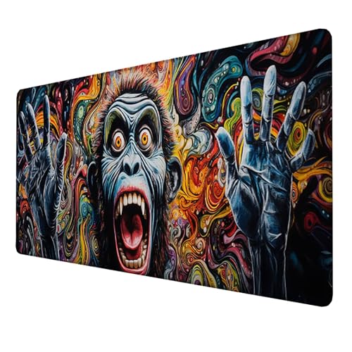 XXL Speed Gaming Mauspad (Schimpansen) (700x300x3mm), XXL Mousepad Tischunterlage Large Size, WassXerdicht Anti-Rutsch Vernähte Kanten, für Verbessert Präzision und Geschwindigkeit (Farbe 5-6Z von LUESSJAO