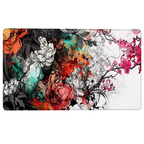 Blume Gaming Mauspad XXL - Großes Mousepad 90 x 30 cm - rutschfeste Schreibtischunterlage für Gaming und Büro - Schreibtischunterlage - Farbe Large Mouse pad für Gaming, Büro, Zuhause M-X von LUESUAYN