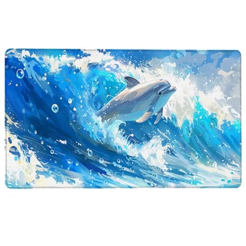 Delphin Large XXL Mouse Pad 70 x 30 cm - Schreibtischunterlage - Blau Gaming Mauspad - Improved Precision and Speed - Rubber Base for Stable Grip on Smooth Surfaces - für Gaming, Büro, Zuhause 1-N von LUESUAYN