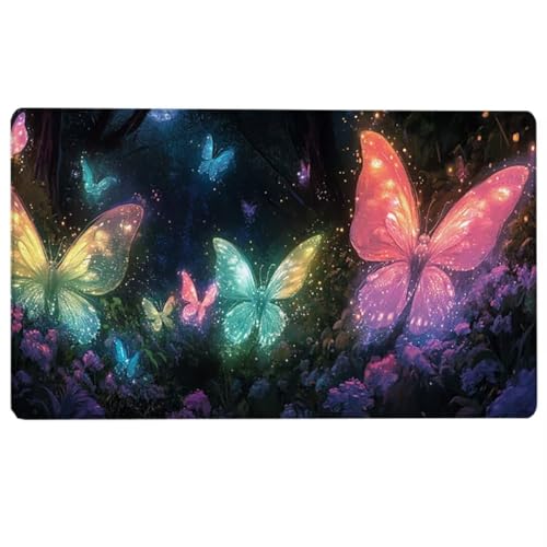 Farbe Gaming Mauspad XXL, Mousepad (800 x 300 x 3 MM), Schmetterling Mauspad Groß Vernähte Kanten Wasserdicht Anti-Rutsch Desk Mat für PC, Laptop Verbessert Präzision und Geschwindigkeit J-K von LUESUAYN