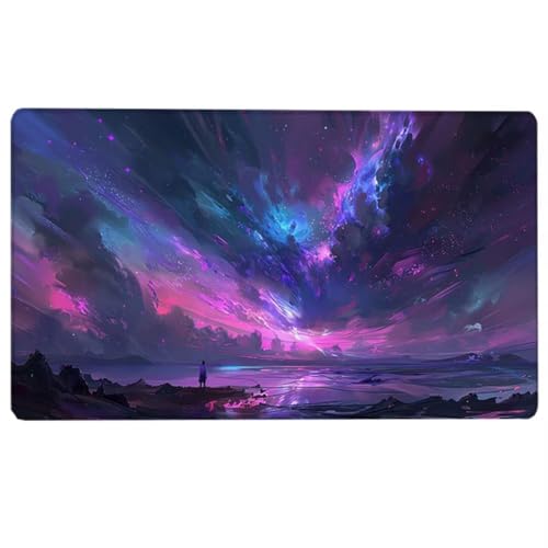 Gaming Mauspad Nachthimmel, Mousepad XXL Lila, Mauspad (1500 x 800 x 3 MM), Schreibtischunterlage Protector Matte mit Anti-Rutsch Basis, Mouse Pad und Langlebig für Gaming, Büro, Zuhause N-V von LUESUAYN