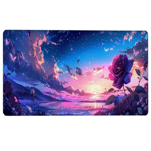 LUESUAYN Gaming Mauspad XXL 1200 x 600 x 3 mm Übergröße Groß Mousepad XXL Rose mit Wasserdichter Oberfläche Lila Schreibtischunterlage mit Rutschfester Gummiunterseite Gaming Zubehör V-7 von LUESUAYN