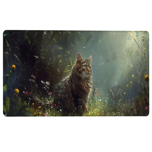 Mauspad XXL Katze, 700 x 300 x 3 mm Schreibtischunterlage, Gamer Mouse Pad Grün, Wasserdicht Mousepad, Spezielle Oberfläche Verbessert Präzision und Geschwindigkeit 6-7 von LUESUAYN