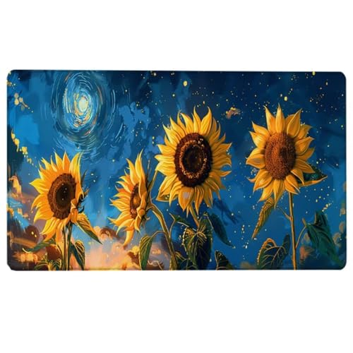 Mauspad XXL Sonnenblume, 700 x 300 x 3 mm Schreibtischunterlage, Gamer Mouse Pad Blau, Wasserdicht Mousepad, Spezielle Oberfläche Verbessert Präzision und Geschwindigkeit 0-7 von LUESUAYN