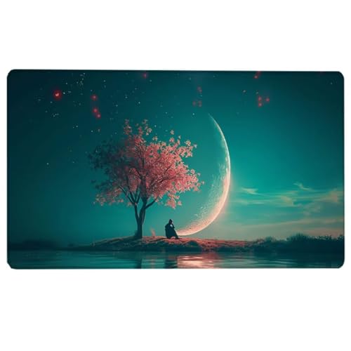 Mousepad Blau Großes Gaming-Mauspad mit genähten Kanten, Mond Mouse Pad, XL-Mauspad mit rutschfeste Unterseite, Mouse Pads für Gaming, Büro, Zuhause, (1200 x 600 x 3 MM) A-X von LUESUAYN