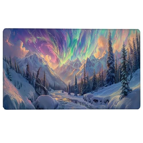 Mousepad Farbe Großes Gaming-Mauspad mit genähten Kanten, Aurora Mouse Pad, XL-Mauspad mit rutschfeste Unterseite, Mouse Pads für Gaming, Büro, Zuhause, (1200 x 600 x 3 MM) X-5 von LUESUAYN