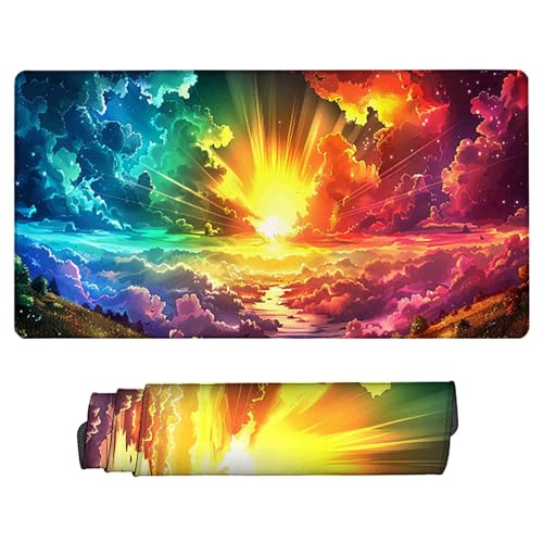 Mousepad Mauspad Gaming XXL, Farbe Mauspad Groß Vernähte Kanten, WassXerdicht Anti-Rutsch Schreibtisch Unterlage Verbessert Präzision und Geschwindigkei für Office, Gaming O-P von LUESUAYN