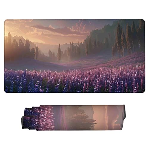 Mousepad Mauspad Gaming XXL, Lila Mauspad Groß Vernähte Kanten, WassXerdicht Anti-Rutsch Schreibtisch Unterlage Verbessert Präzision und Geschwindigkei für Office, Gaming T-R von LUESUAYN